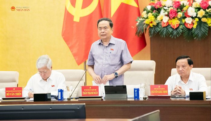 Chủ tịch Quốc hội Trần Thanh Mẫn phát biểu tại hội nghị. Ảnh: Lâm Hiển