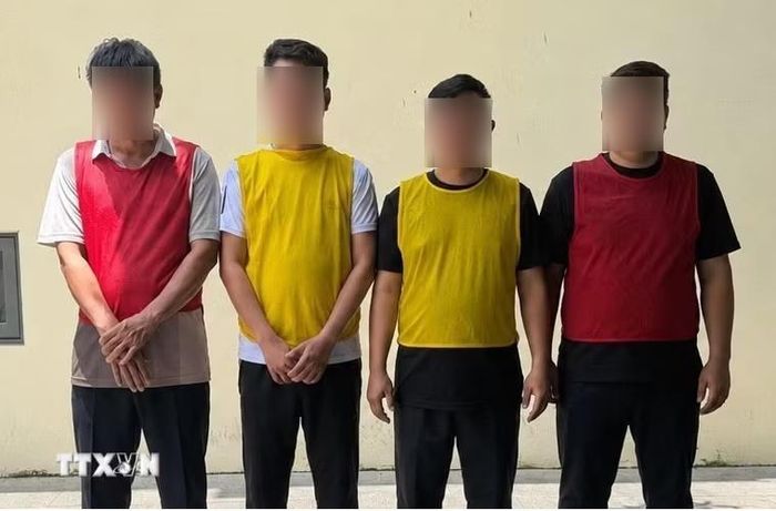 Các đối tượng cầm đầu của đường dây cá độ. Ảnh: TTXVN