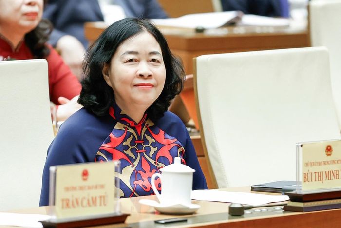 Chủ tịch UBTƯ MTTQ Việt Nam Bùi Thị Minh Hoài tham dự phiên khai mạc Kỳ họp (Ảnh: Quang Vinh)