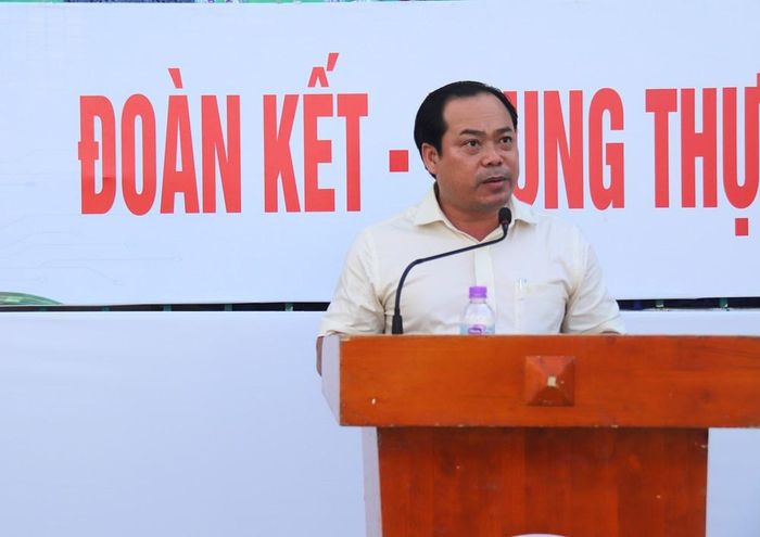 Ông Phan Đức Cường, Giám đốc Trung tâm Dịch vụ thi đấu thể thao tỉnh Khánh Hòa phát biểu