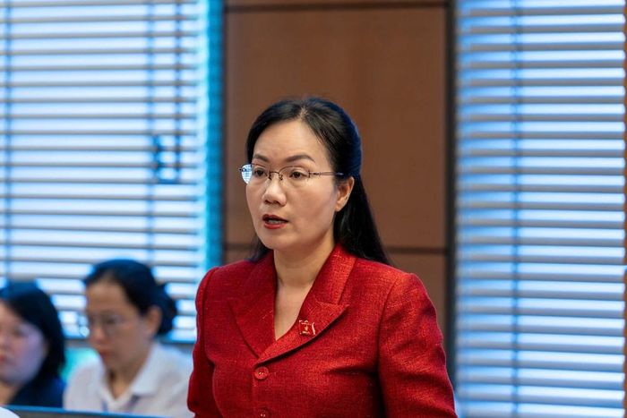 Đại biểu Đỗ Thị Việt Hà, đoàn ĐBQH tỉnh Bắc Ninh phát biểu