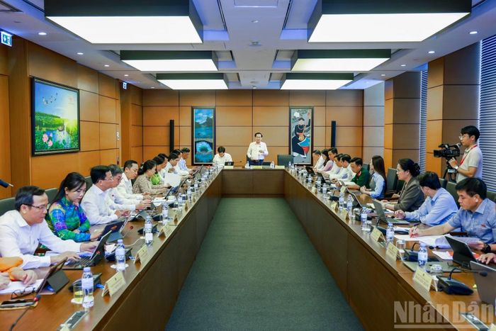 Quang cảnh phiên thảo luận tại Tổ 9 (thành phố Cần Thơ và tỉnh Lai Châu, Hà Tĩnh).
