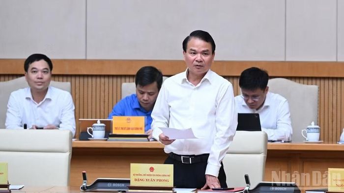  Bộ trưởng, Chủ nhiệm Văn phòng Chính phủ Đặng Xuân Phong phát biểu ý kiến tại phiên họp. (Ảnh: Trần Hải) 