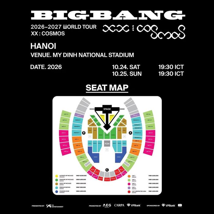 Seat map và giá vé chính thức được công bố