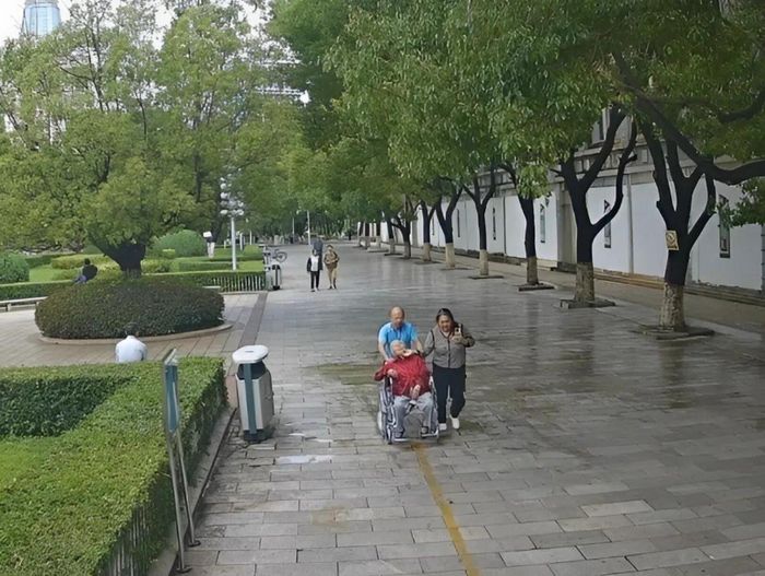 Cụ bà rơi vào tình trạng nguy kịch khi đang được người giúp việc đưa đi dạo. Ảnh: QQ