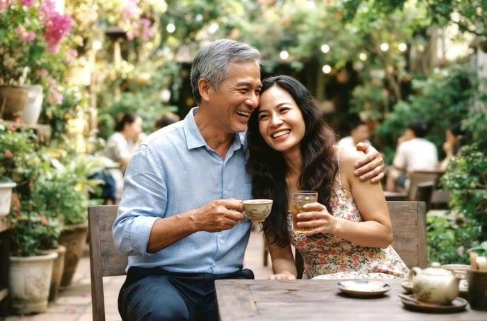 Khoảng cách gần hai mươi năm tuổi tác không thể định đoạt hạnh phúc nếu hai trái tim thực sự hướng về nhau. (Ảnh minh họa AI)