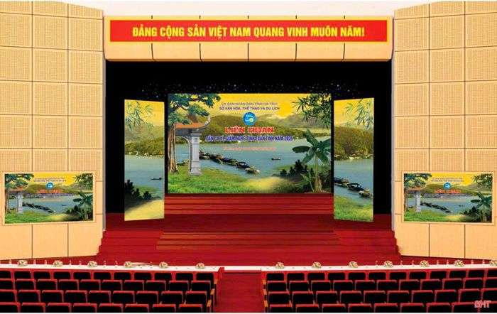 Phối cảnh dự kiến ma-két sân khấu Liên hoan Dân ca Ví, Giặm toàn tỉnh năm 2026.