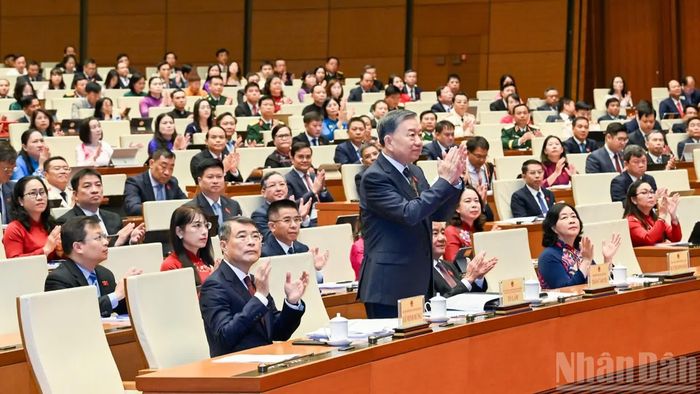 Tổng Bí thư, Chủ tịch nước Tô Lâm và các đồng chí lãnh đạo Đảng và Nhà nước dự phiên khai mạc Kỳ họp không thường lệ thứ nhất, Quốc hội khóa XVI. (Ảnh: DUY LINH)