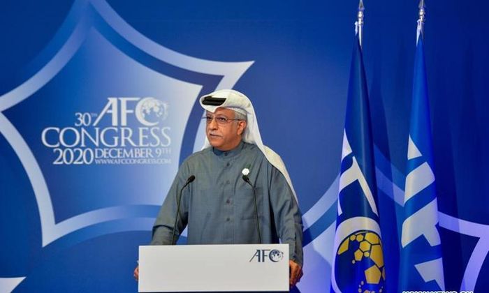 Chủ tịch AFC Sheikh Salman bin Ebrahim Al Khalifa phát biểu tại Đại hội AFC được tổ chức trực tuyến ở Manama, Bahrain, ngày 9/12/2020. Ảnh: THX