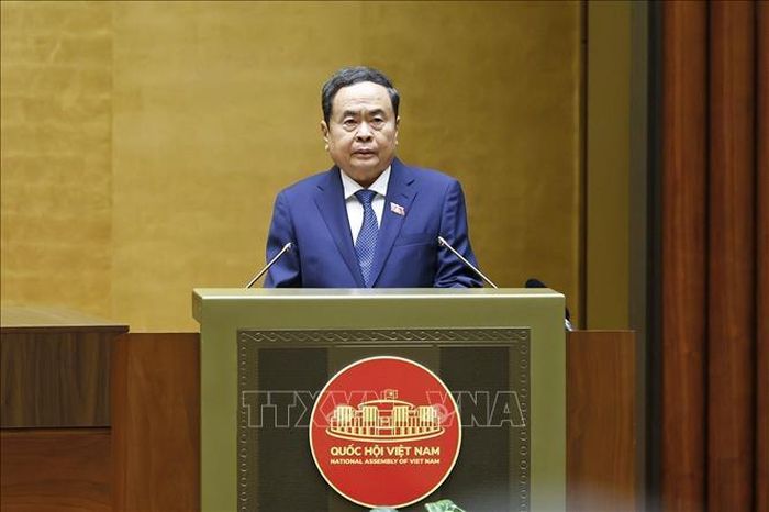 Chủ tịch Quốc hội Trần Thanh Mẫn phát biểu khai mạc Kỳ họp không thường lệ thứ nhất, Quốc hội khóa XVI. Ảnh: Doãn Tấn/TTXVN
