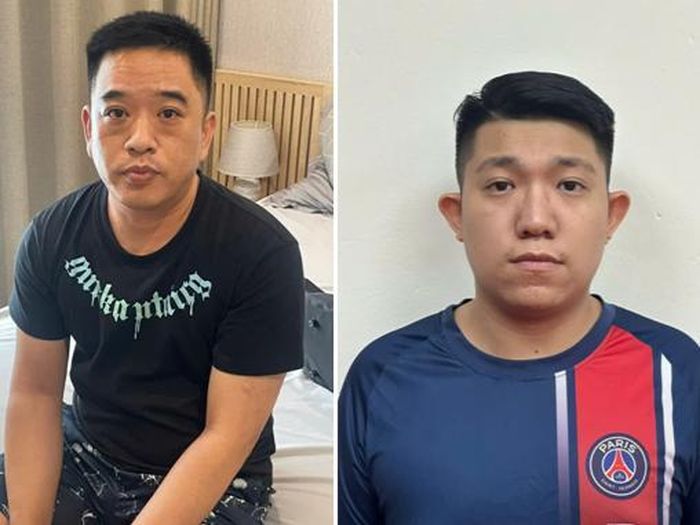 Đối tượng Huang Limin, quốc tịch Trung Quốc (Lão Hoàng) và Lê Trung Hiếu. Ảnh: Công an Tp.Hải Phòng.
