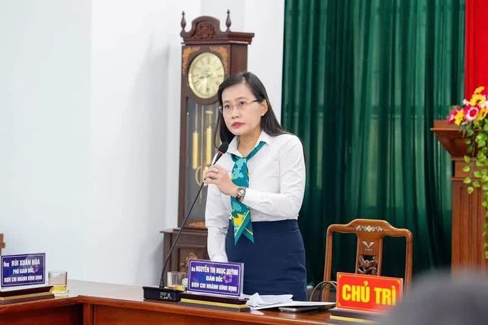 Bà Nguyễn Thị Ngọc Quỳnh – Giám đốc BIDV Bình Định, phát biểu tại hội nghị. 