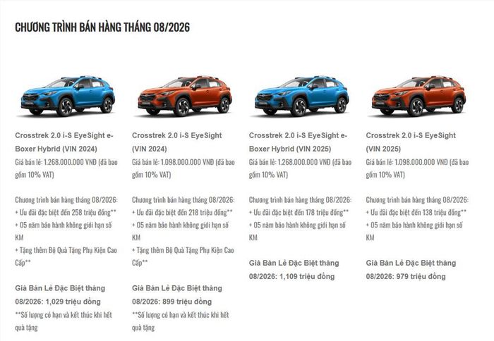 Chương trình khuyến mãi cho dòng xe Crosstrek.