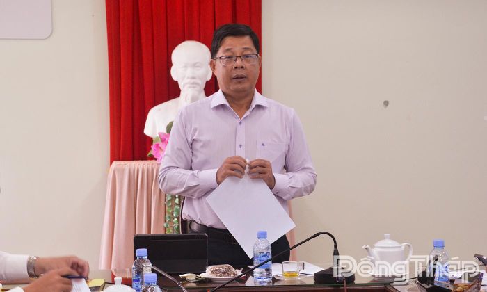 Đồng chí Trần Thanh Nguyên, Ủy viên Ban Thường vụ Tỉnh ủy, Phó Chủ tịch HĐND tỉnh phát biểu kết luận tại buổi làm việc.