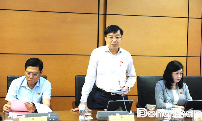 Đại biểu Nguyễn Minh Sơn phát biểu thảo luận tại tổ.
