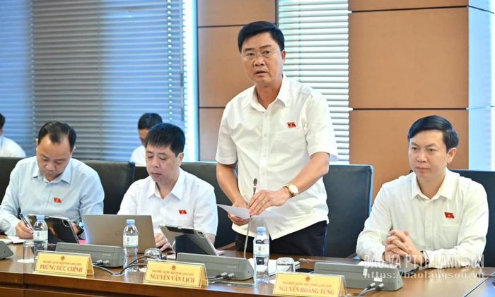 Đại biểu Nguyễn Văn Lịch, Đoàn đại biểu Quốc hội tỉnh phát biểu thảo luận tại tổ