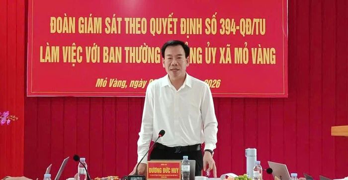 Đồng chí Dương Đức Huy - Ủy viên Ban Thường vụ, Trưởng Ban Tuyên giáo và Dân vận Tỉnh ủy phát biểu kết luận buổi làm việc.