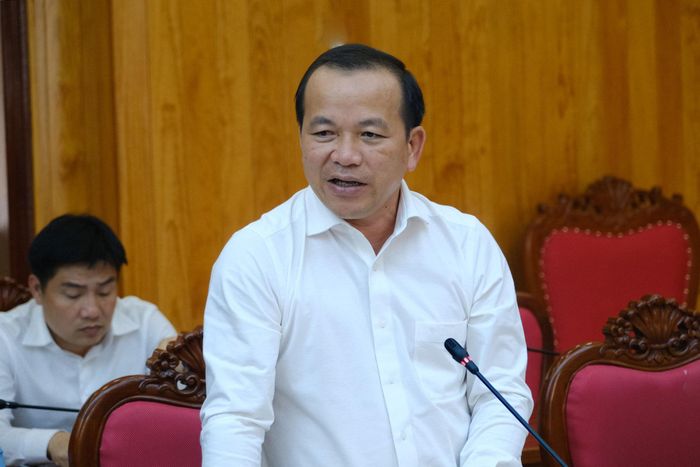 Chánh Văn phòng UBND tỉnh Đỗ Tấn Sương phát biểu tại buổi làm việc
