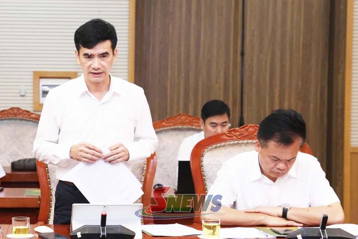 Lãnh đạo Trung tâm Xúc tiến Đầu tư, Thương mại và Du lịch tỉnh phát biểu tại cuộc họp.