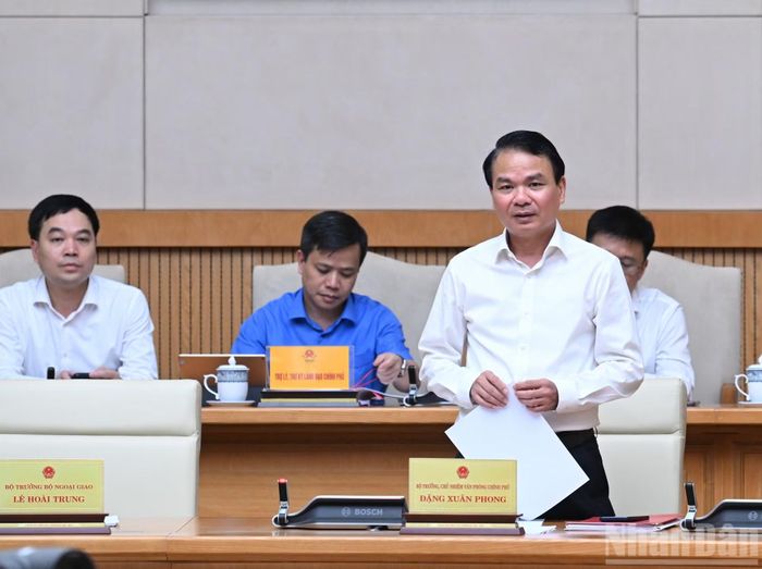 Bộ trưởng, Chủ nhiệm Văn phòng Chính phủ Đặng Xuân Phong phát biểu tại phiên họp.