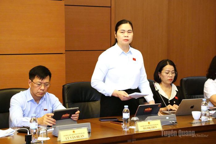 Đại biểu Ma Thị Thúy thảo luận tại tổ về dự án Luật Đầu tư.