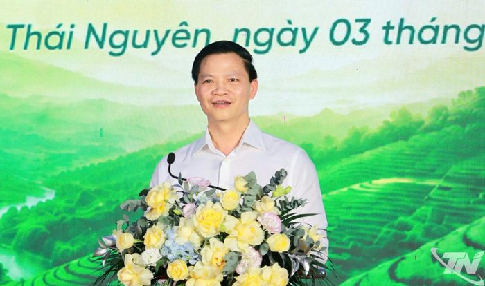 Đồng chí Chủ tịch UBND tỉnh Thái Nguyên Vương Quốc Tuấn phát biểu tại chương trình.