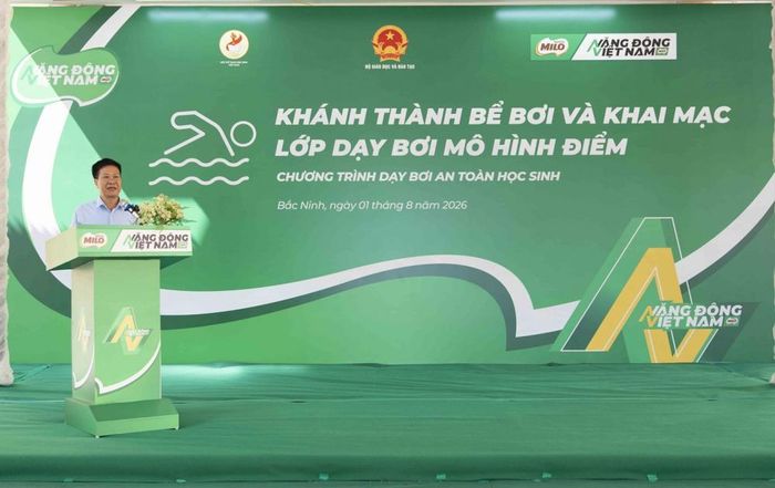 Ông Nguyễn Nho Huy – Phó Vụ trưởng Vụ Học sinh, Sinh viên (Bộ Giáo dục và Đào tạo); Phó Chủ tịch, Tổng Thư ký Hội Thể thao học sinh Việt Nam phát biểu tại sự kiện