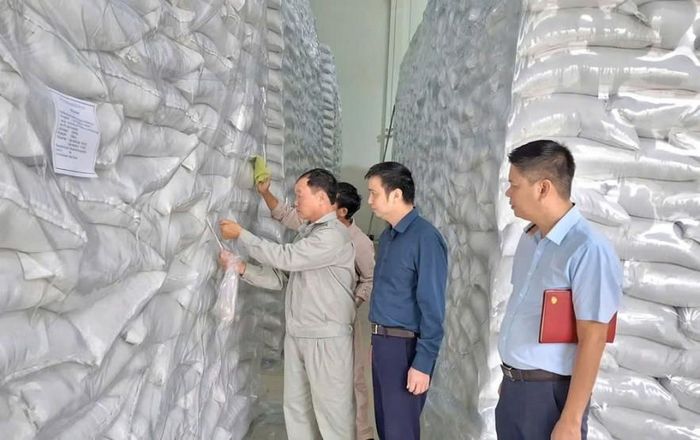Kiểm tra bảo quản hàng Dự trữ Quốc gia tại Chi cục Dự trữ Nhà nước khu vực X. Ảnh: Triệu Tuyển