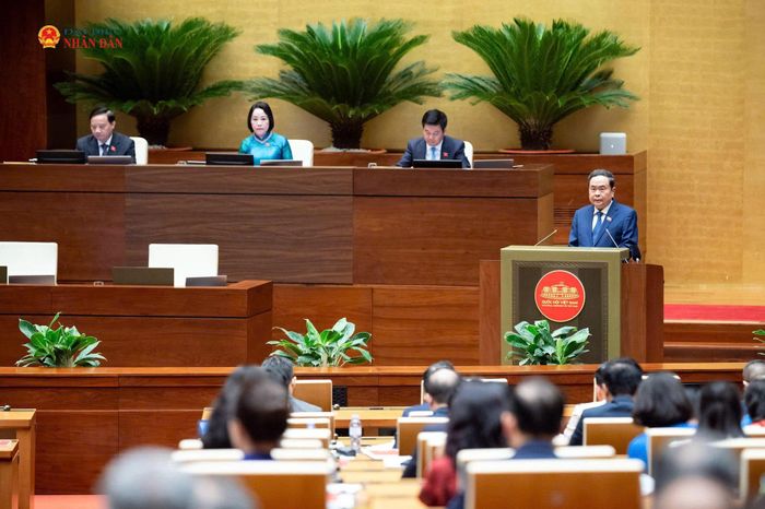 Chủ tịch Quốc hội Trần Thanh Mẫn phát biểu khai mạc Kỳ họp. Ảnh: Phạm Thắng