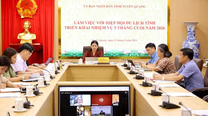 Đồng chí Vương Ngọc Hà, Ủy viên Ban Thường vụ Tỉnh ủy, Phó Chủ tịch UBND tỉnh Tuyên Quang phát biểu kết luận. Ảnh Báo Tuyên Quang