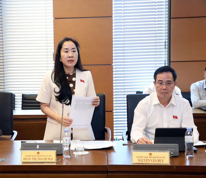 Đại biểu Đoàn Thị Thanh Mai phất biểu. Ảnh: T. THÀNH
