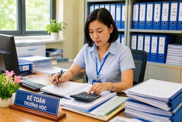 Vị trí nhân viên kế toán, văn thư: mỗi trường mới (sau sắp xếp) được bố trí tối đa 02 nhân viên kế toán, 01 nhân viên văn thư. Số lượng nhân viên dôi dư sau sắp xếp được bảo lưu để hoàn thành công tác bàn giao, quyết toán đến hết ngày 30/12/2026. Ảnh minh họa.