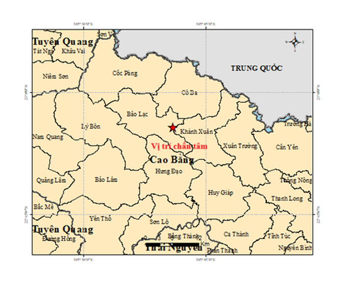 Bản đồ chấn tâm động đất.