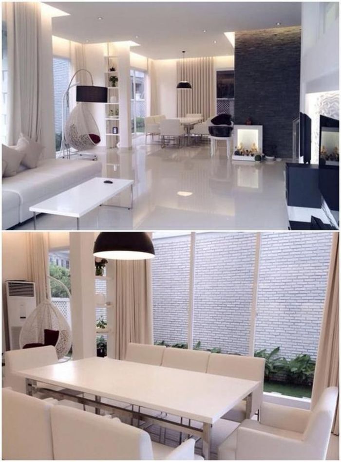 Phòng khách và khu vực phòng ăn cực tiện nghi.