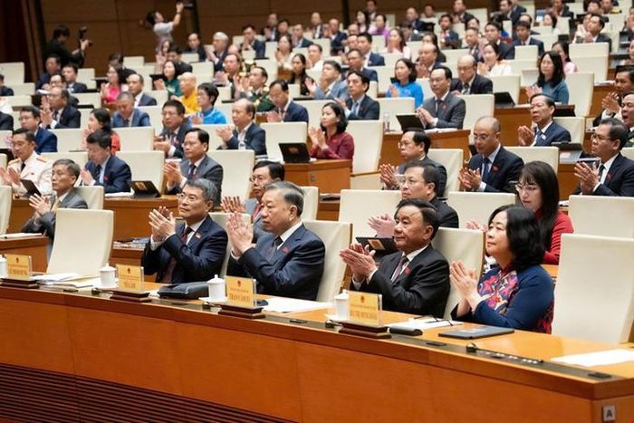 Tổng Bí thư, Chủ tịch nước Tô Lâm và lãnh đạo Đảng, Nhà nước dự phiên khai mạc Kỳ họp. Ảnh: Media Quốc hội