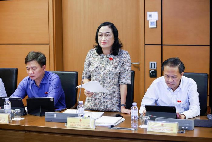 Đại biểu Trần Thị Hoa Ry phát biểu tại Tổ (Ảnh: Quang Vinh)