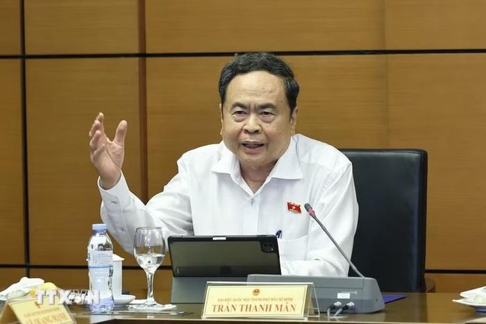 Chủ tịch Quốc hội Trần Thanh Mẫn, đại biểu Quốc hội TPHCM phát biểu - Ảnh: TTXVN