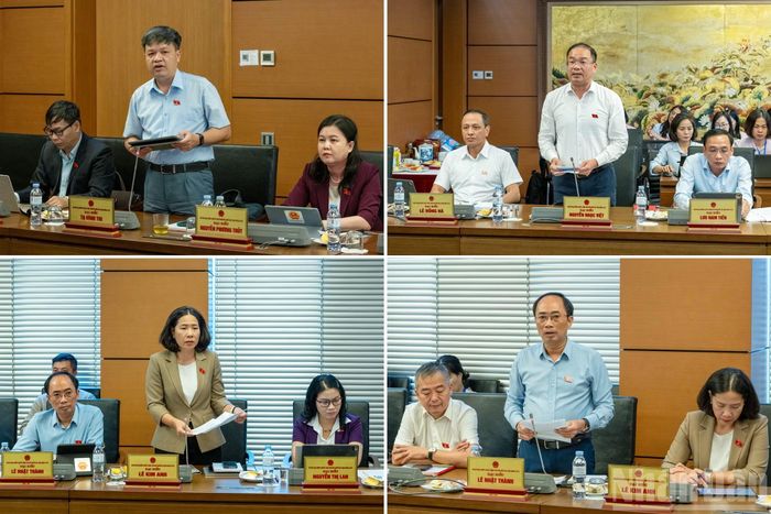 Các đại biểu Quốc hội thành phố Hà Nội phát biểu ý kiến thảo luận tại Tổ 1.