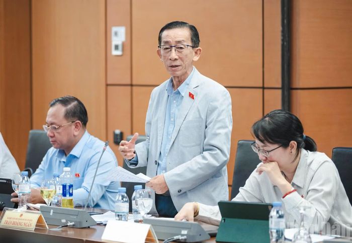 Đại biểu Quốc hội Thành phố Hồ Chí Minh Trần Hoàng Ngân phát biểu thảo luận tại tổ.