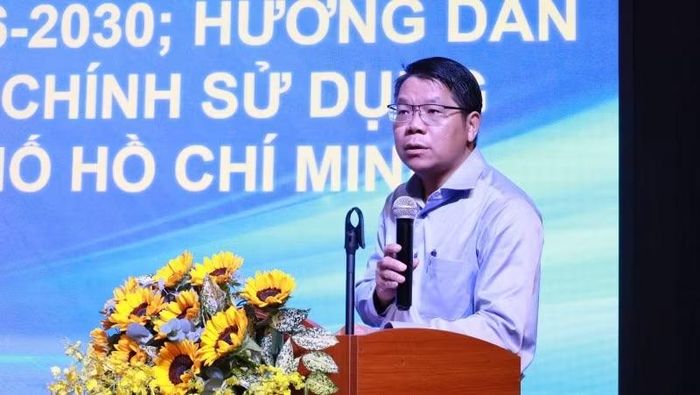 Phó Giáo sư, Tiến sĩ Lê Văn Thăng, Giám đốc Sở Khoa học và Công nghệ Thành phố Hồ Chí Minh phát biểu tại sự kiện.