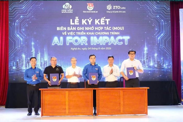 Ký kết Biên bản ghi nhớ hợp tác triển khai khóa học “AI for Impact” dành cho đoàn viên, thanh niên tỉnh Nghệ An.