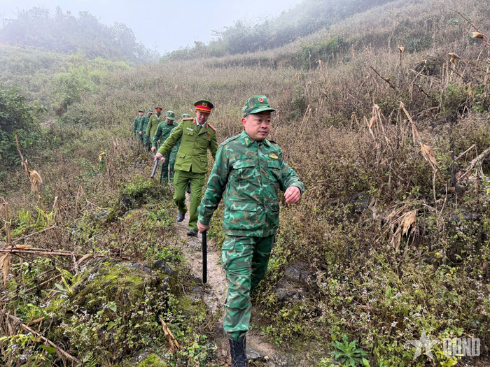 Cán bộ, chiến sĩ Đồn Biên phòng Sơn Vĩ phối hợp với Công an xã Sơn Vĩ (Tuyên Quang) tuần tra, kiểm soát, phòng, chống tội phạm dịp Tết Nguyên đán Bính Ngọ 2026. Ảnh: KIM KHÁNH