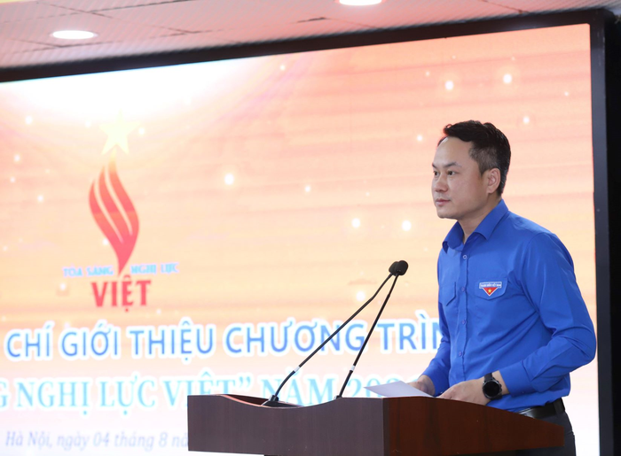  Đồng chí Nguyễn Kim Quy, Bí thư Trung ương Đoàn, Phó chủ tịch Thường trực Hội Liên hiệp Thanh niên Việt Nam phát biểu tại chương trình. Ảnh: LÂM HẢI 
