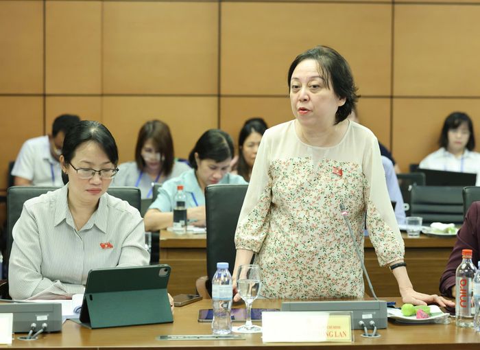  ĐB Phạm Khánh Phong Lan tham gia thảo luận tại tổ, chiều 4-8. Ảnh: QUANG PHÚC 