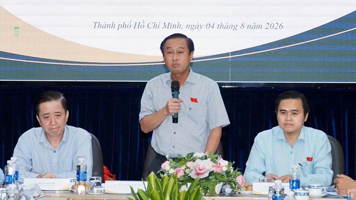 Phó Chủ tịch HĐND TPHCM Huỳnh Thanh Nhân phát biểu kết luận buổi khảo sát. Ảnh: HOÀNG HÙNG