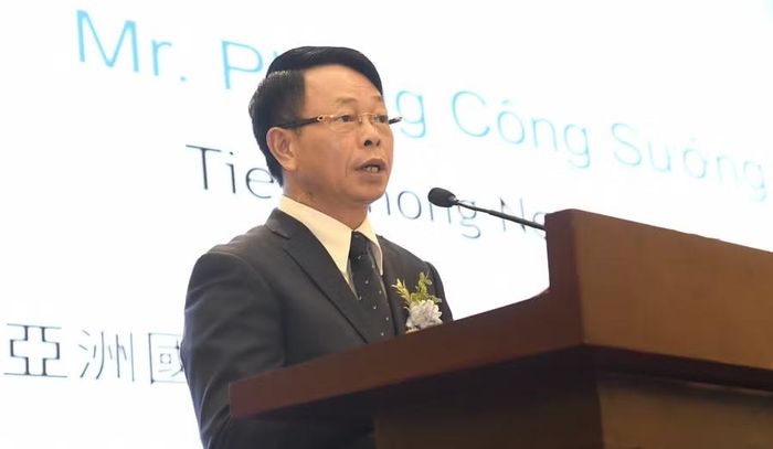 Nhà báo Phùng Công Sưởng - Tổng Biên tập Báo Tiền Phong, Trưởng Ban tổ chức AIMO Việt Nam phát biểu tại sự kiện.