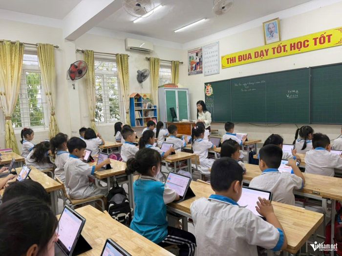 Một lớp học tại Trường Tiểu học Nguyễn Du (Hà Tĩnh).