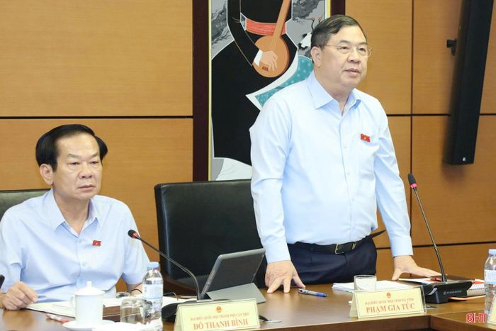 Đại biểu Phạm Gia Túc - Ủy viên Bộ Chính trị, Phó Thủ tướng Thường trực Chính phủ (Đoàn ĐBQH tỉnh Hà Tĩnh) tham gia góp ý dự án Luật Dầu khí (sửa đổi).