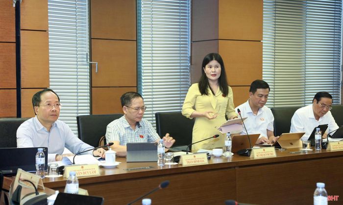 Đồng chí Nguyễn Duy Lâm - Ủy viên Ban Chấp hành Trung ương Đảng, Bí thư Tỉnh ủy, Trưởng đoàn ĐBQH tỉnh Hà Tĩnh cùng các vị ĐBQH tham gia phiên thảo luận tổ.