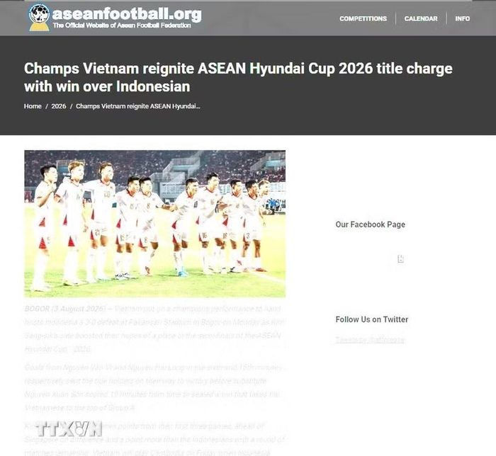 ASEAN Football bình luận: "Chiến thắng 3-0 có thể khiến nhiều người bất ngờ, nhưng những ai theo dõi trận đấu đều thấy Việt Nam hoàn toàn xứng đáng giành trọn 3 điểm. (Ảnh: TTXVN phát)